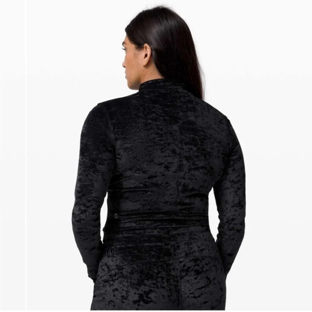 Lululemon All Aligned Mock Neck Crushed Velvet Long Sleeve Black, Size 10